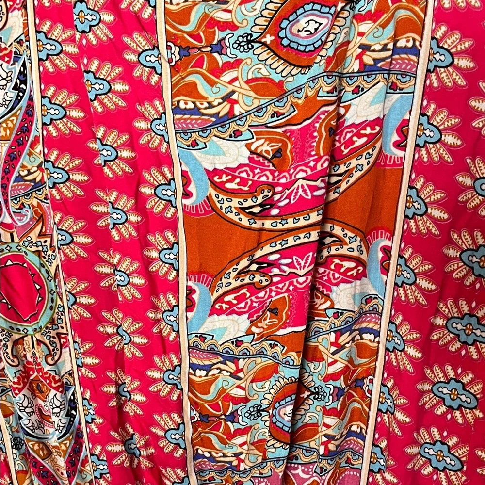 Rusty Pink Floral Paisley Maxi Dress with Tie Front - Picture 6 of 6